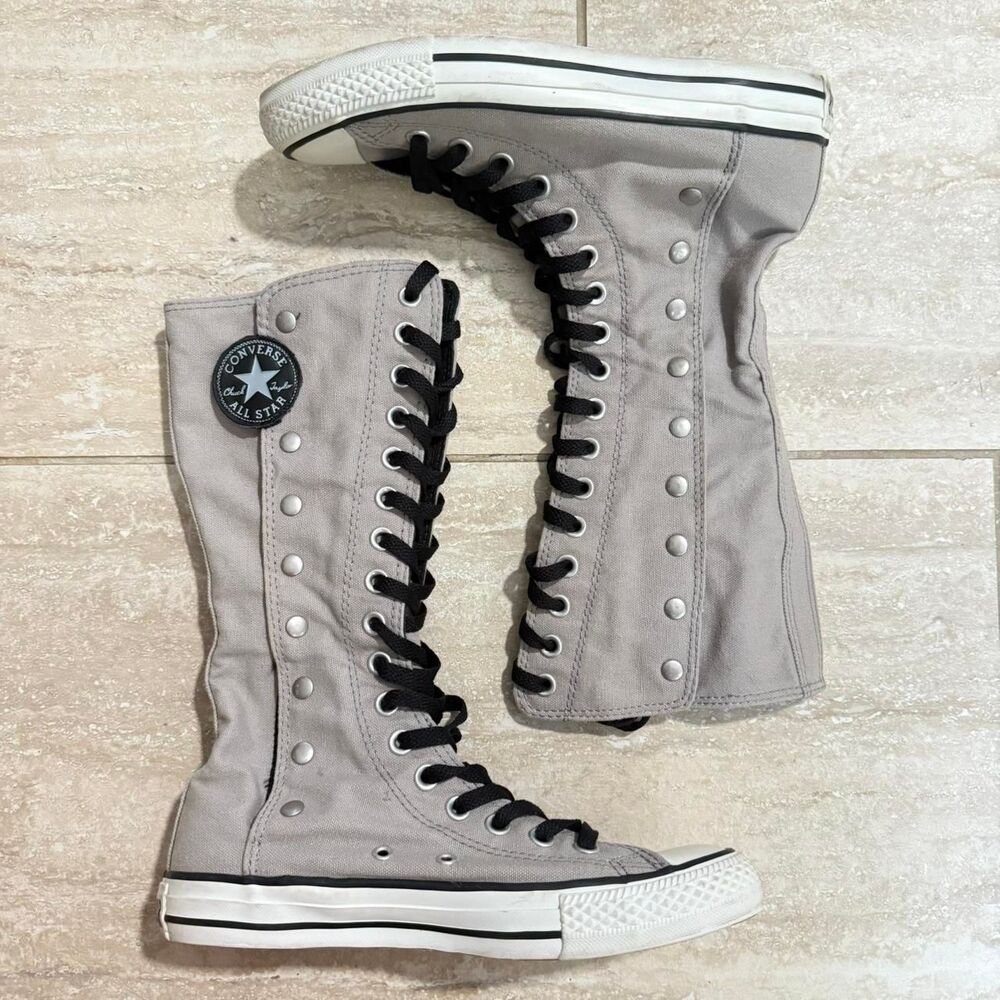Converse XX-Hi Knee High Boots Grey Sz 7 Chuck Taylor Vintage Y2K Goth Punk Rare